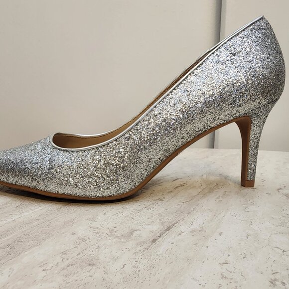 On 34th Womens Jeules Pointed-Toe Sli Silver Glitter 8M - Picture 9 of 10